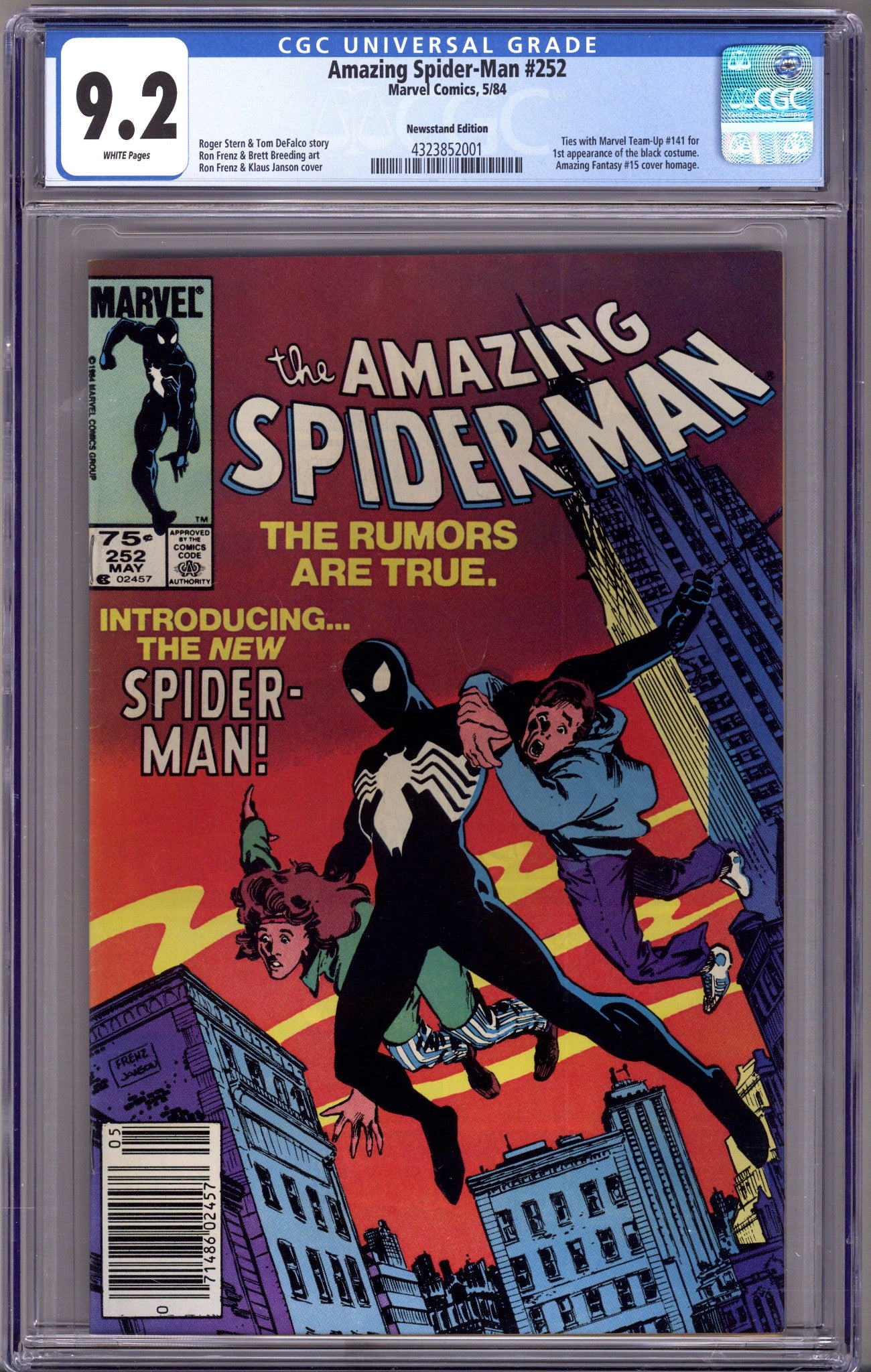 The Amazing Spider-Man Vol 1 252 CGC 9.2 (NM-) (1984) Canadian Price Variant 