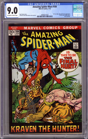 The Amazing Spider-Man Vol 1 104 CGC 9.0 (VF/NM) Cracked Case (1972)