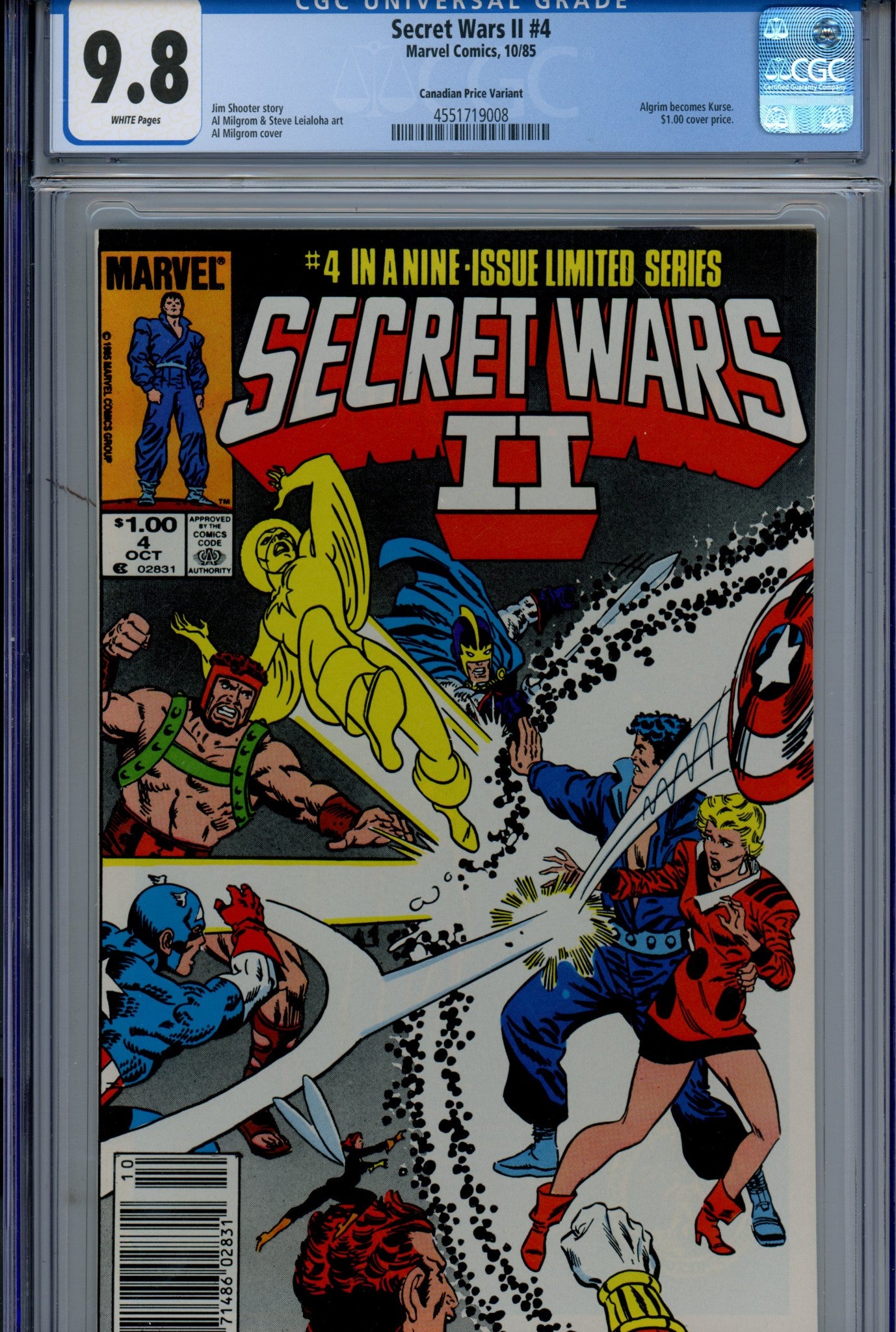 Secret Wars II 4 CGC 9.8 (NM/M) (1985) Canadian Price Variant 