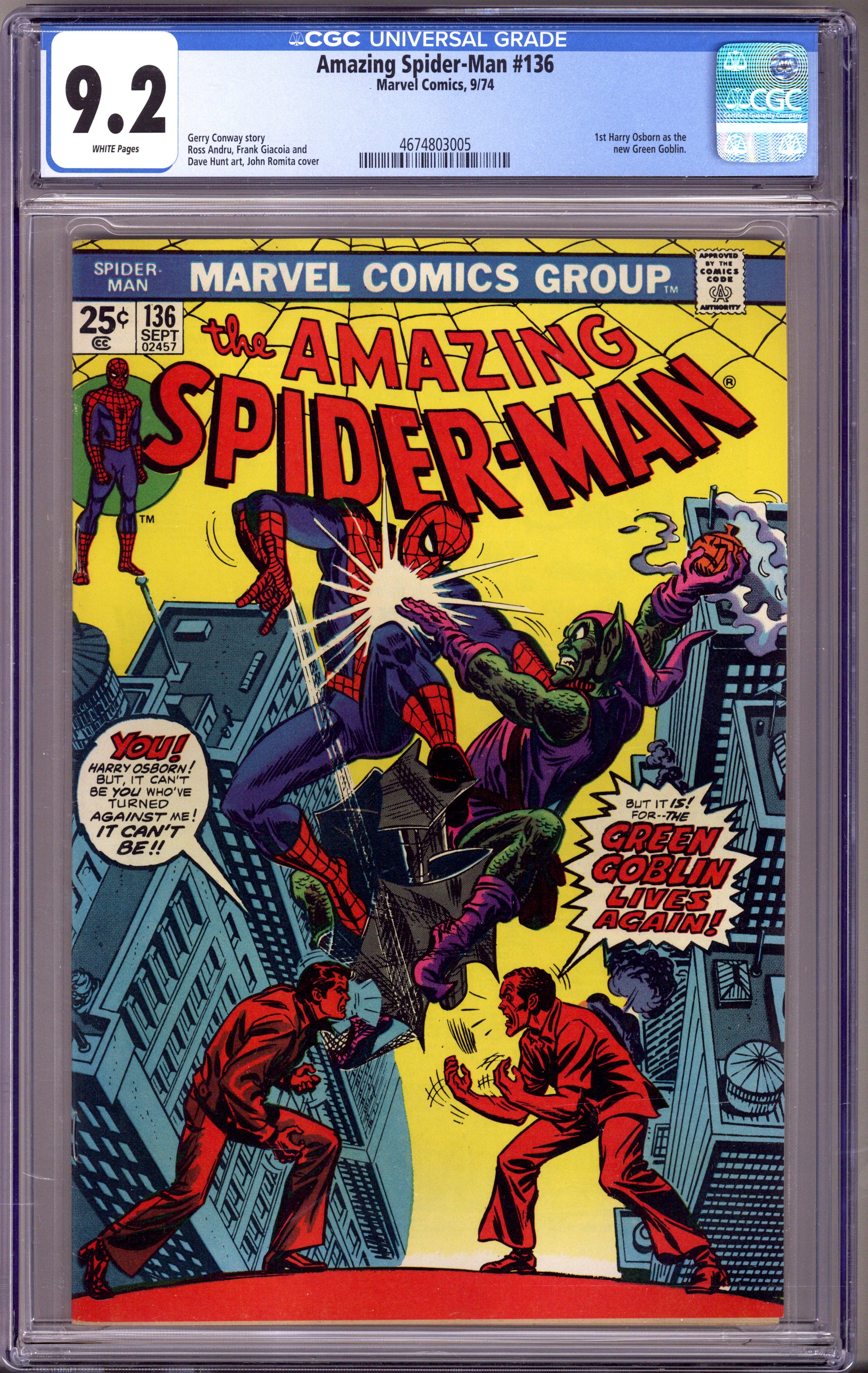 The Amazing Spider-Man Vol 1 136 CGC 9.2 (NM-) (1974) 