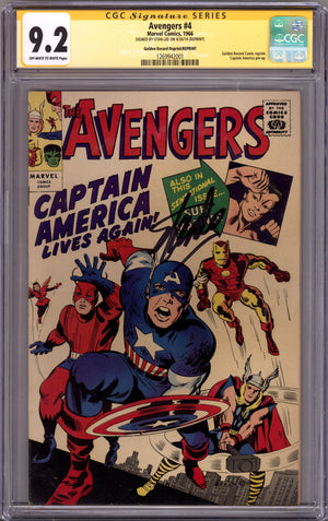 The Avengers Vol 1 4 CGC 9.2 (NM-) Golden Record (1966) Signed x1 Cover Stan Lee