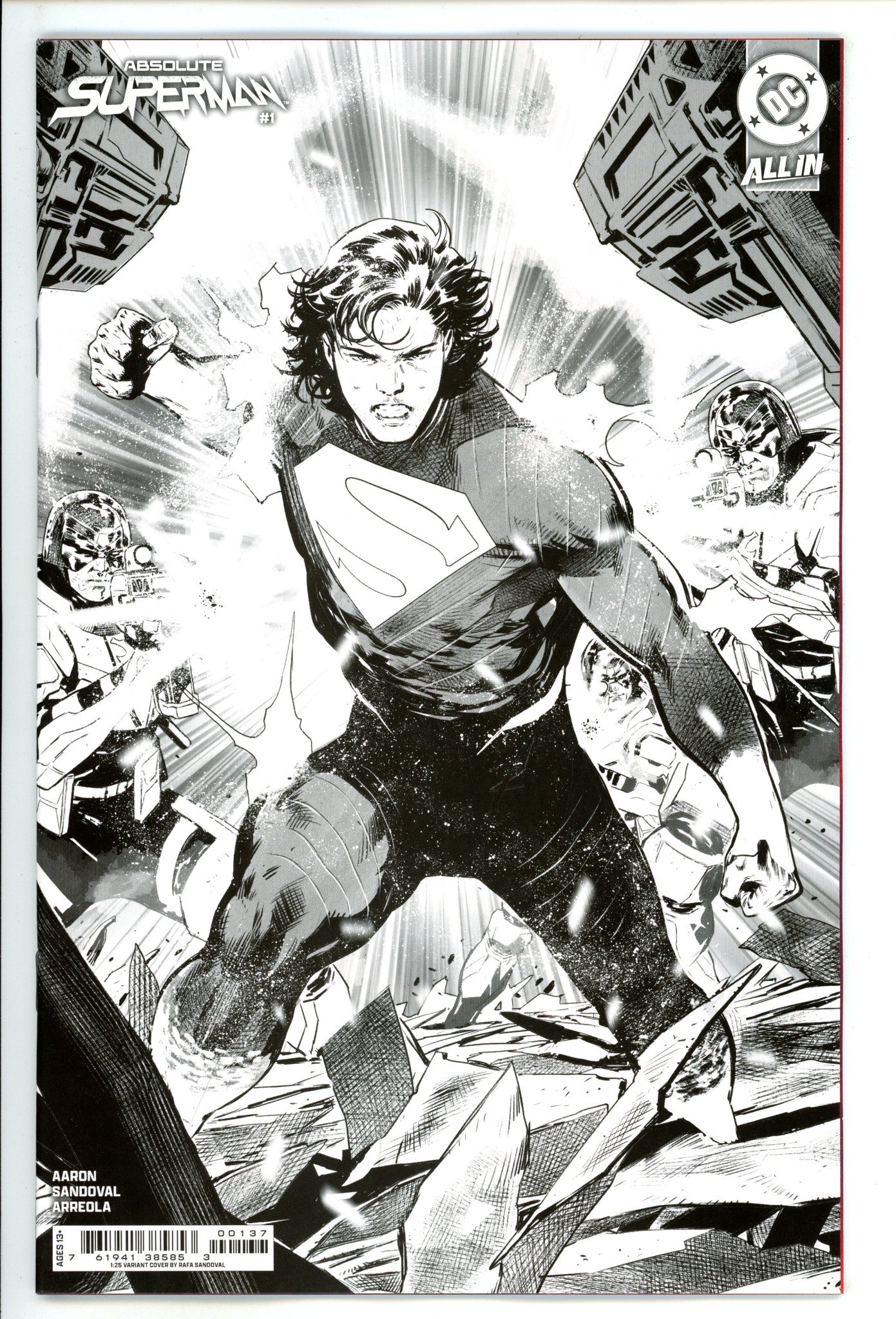 Absolute Superman 1 Sandoval B&W 3rd Print Incentive Variant NM (2025)