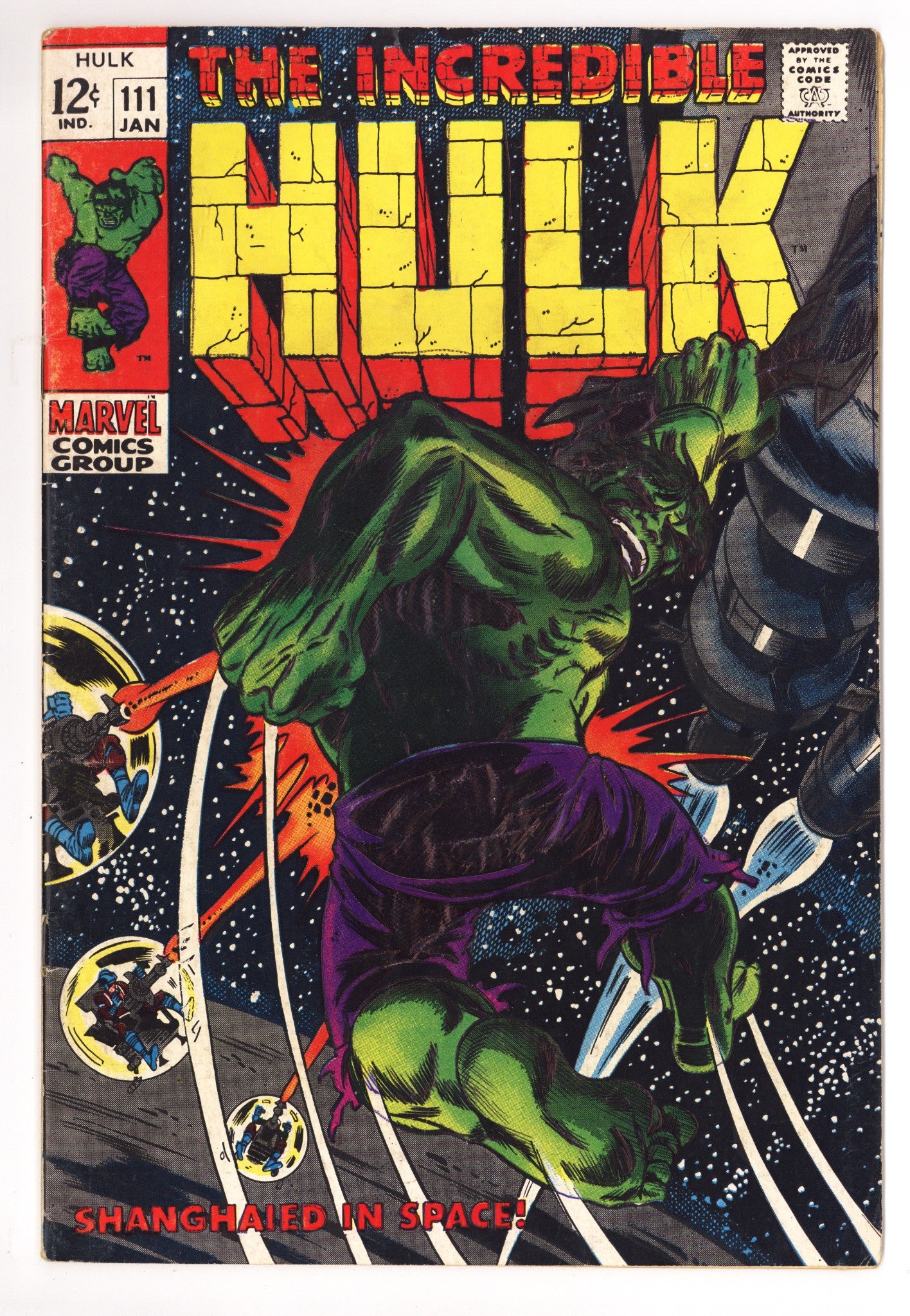 The Incredible Hulk Vol 1 111 GD/VG (3.0) Pen on Cover (1969) 