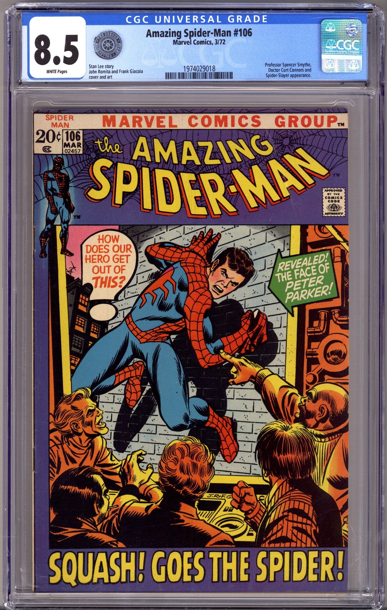 The Amazing Spider-Man Vol 1 106 CGC 8.5 (VF+) Oregon Coast Collection (1972) 