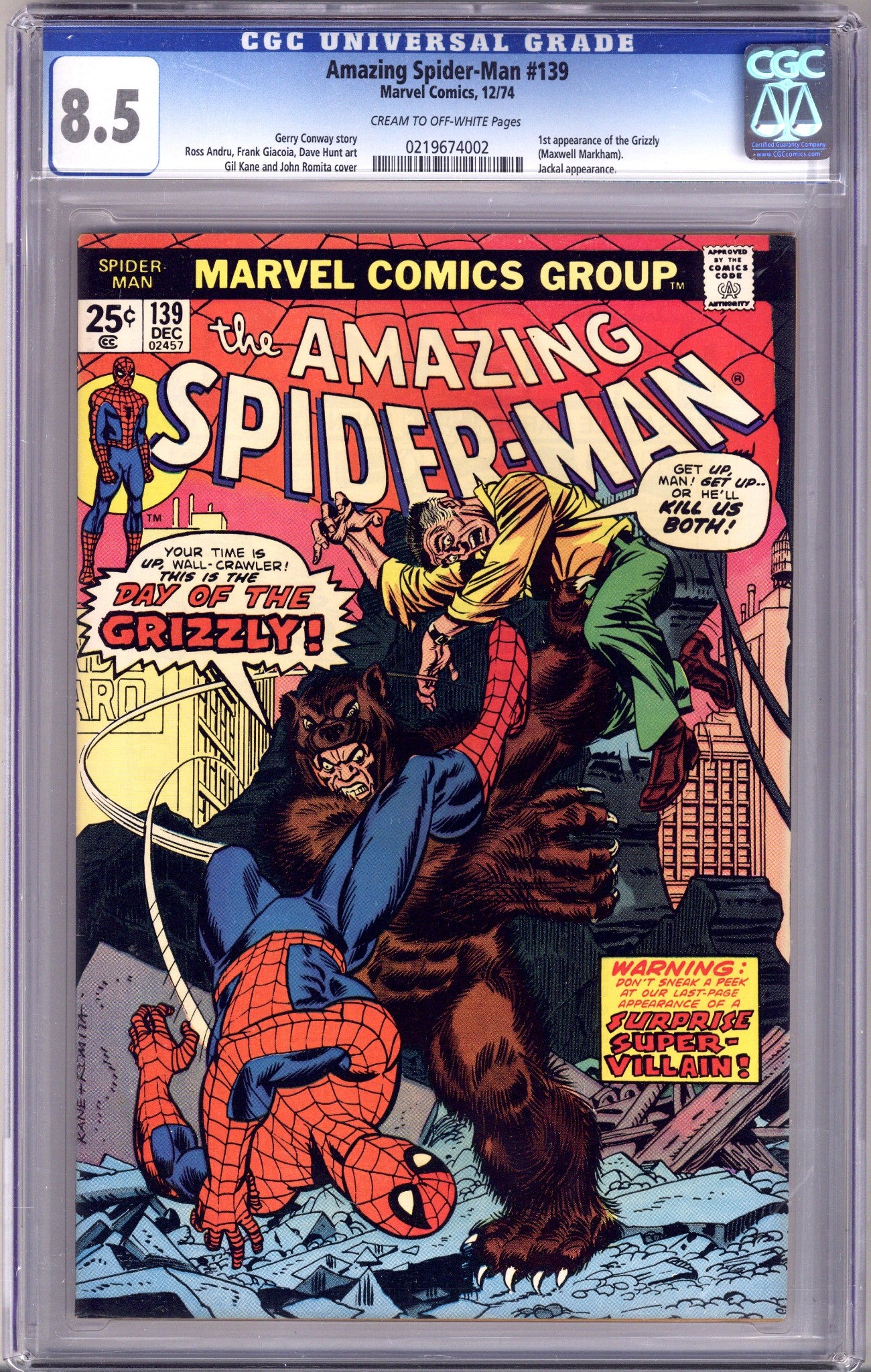 The Amazing Spider-Man Vol 1 139 CGC 8.5 (VF+) (1974) 