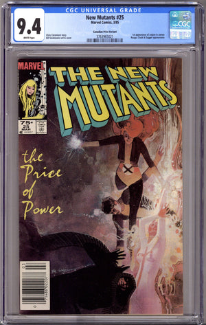 The New Mutants Vol 1 25 CGC 9.4 (NM) (1985) Canadian Price Variant