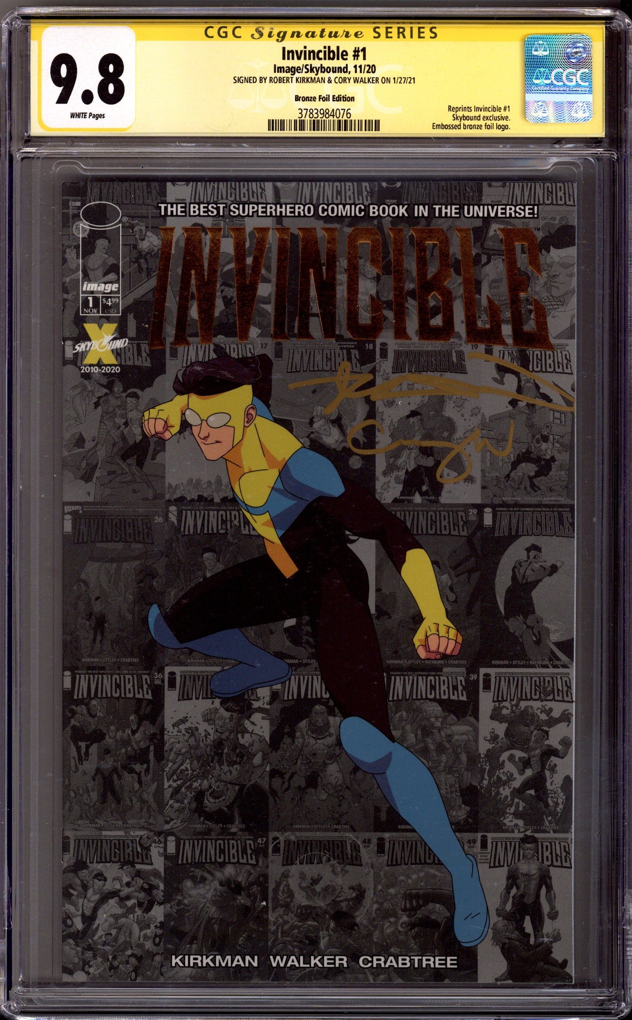 Invincible #1 Local Comic Shop Day 1 CGC 9.8 (NM/M) Bronze Foil (2020) Signed x2 Cover Robert Kirkman & Cory Walker 