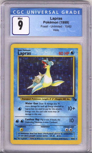 Pokemon Fossil Lapras Holo CGC Mint 9 (1999)