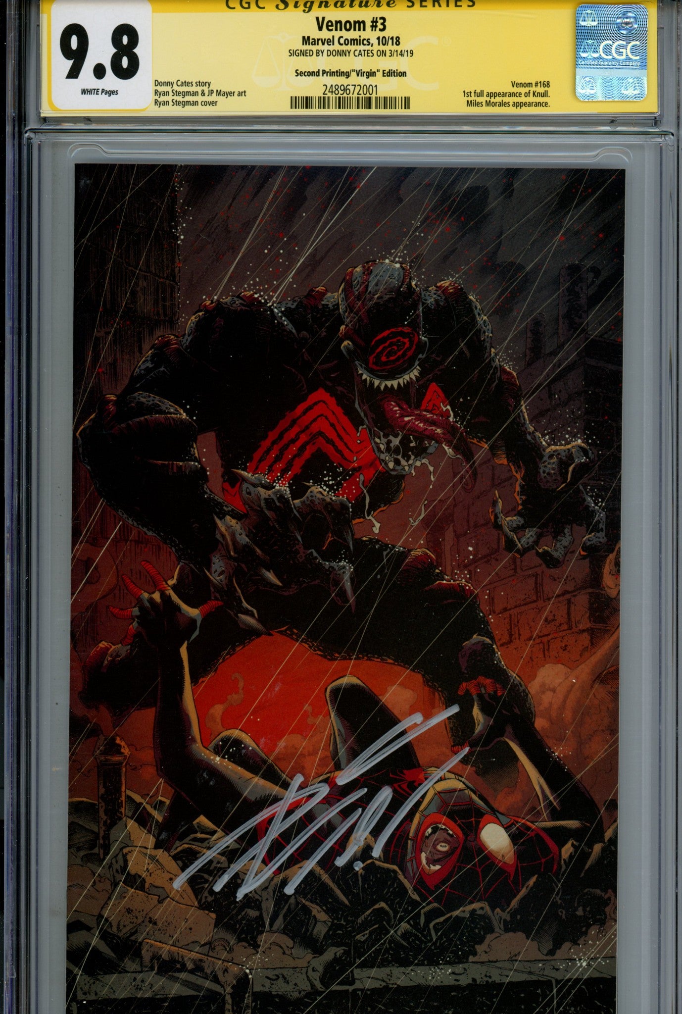 Venom Vol 4 3 (168) CGC 9.8 (NM/M) 2nd Print (2018) Stegman Virgin Exclusive Variant Signed x1 Cover Donny Cates 