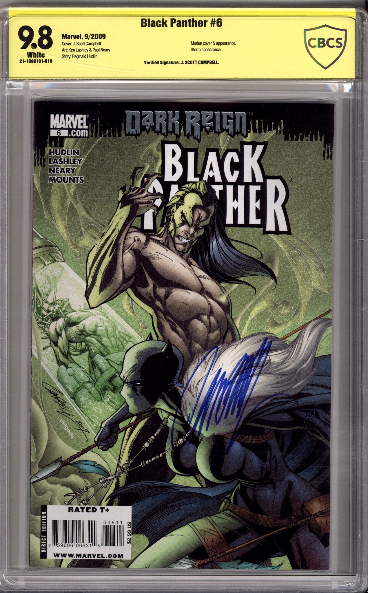 Black Panther Vol 5 6 CBCS 9.8 (NM/M) (2009) Signed x1 Cover J. Scott Campbell 