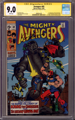 The Avengers Vol 1 69 CGC 9.0 (VF/NM) (1969) Signed x1 Cover Roy Thomas
