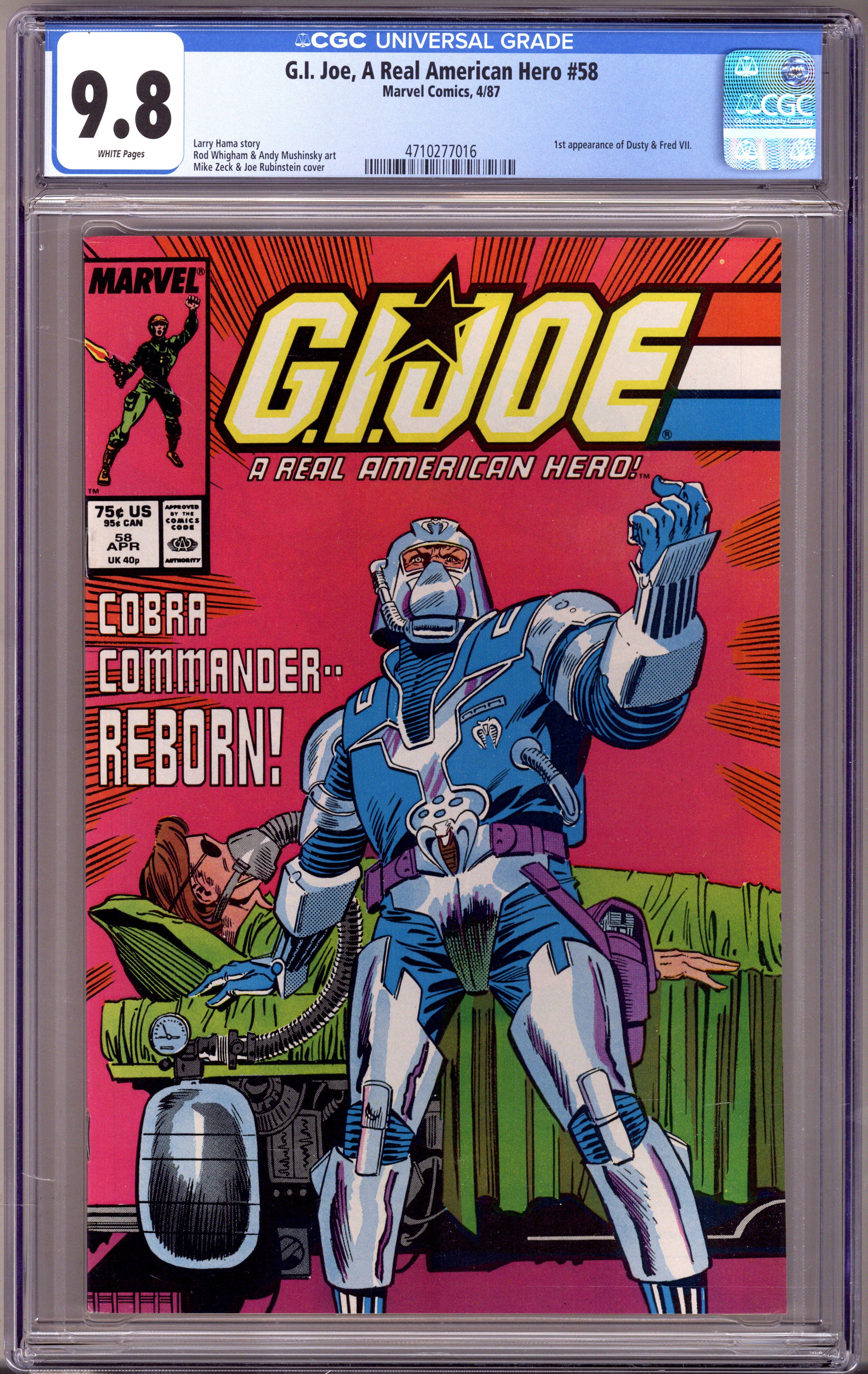 G.I. Joe, A Real American Hero 58 CGC 9.8 (NM/M) (1986) 