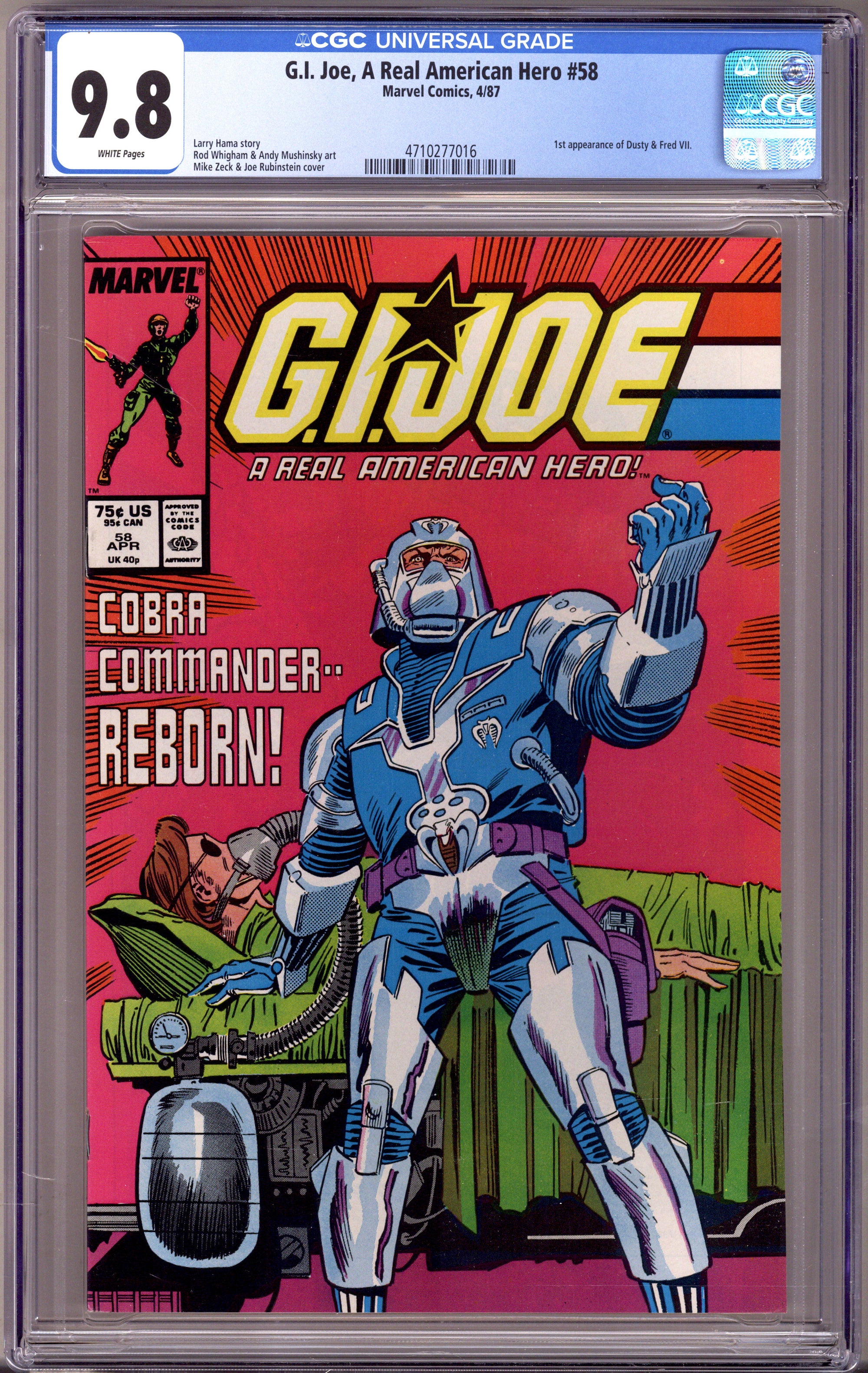 G.I. Joe, A Real American Hero 58 CGC 9.8 (NM/M) (1986) 