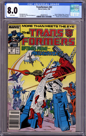 The Transformers 42 CGC 8.0 (VF) (1988) Newsstand