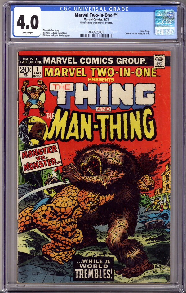 Marvel Two-in-One 1 CGC 4.0 Manufactured With Interior Inverted (1974)