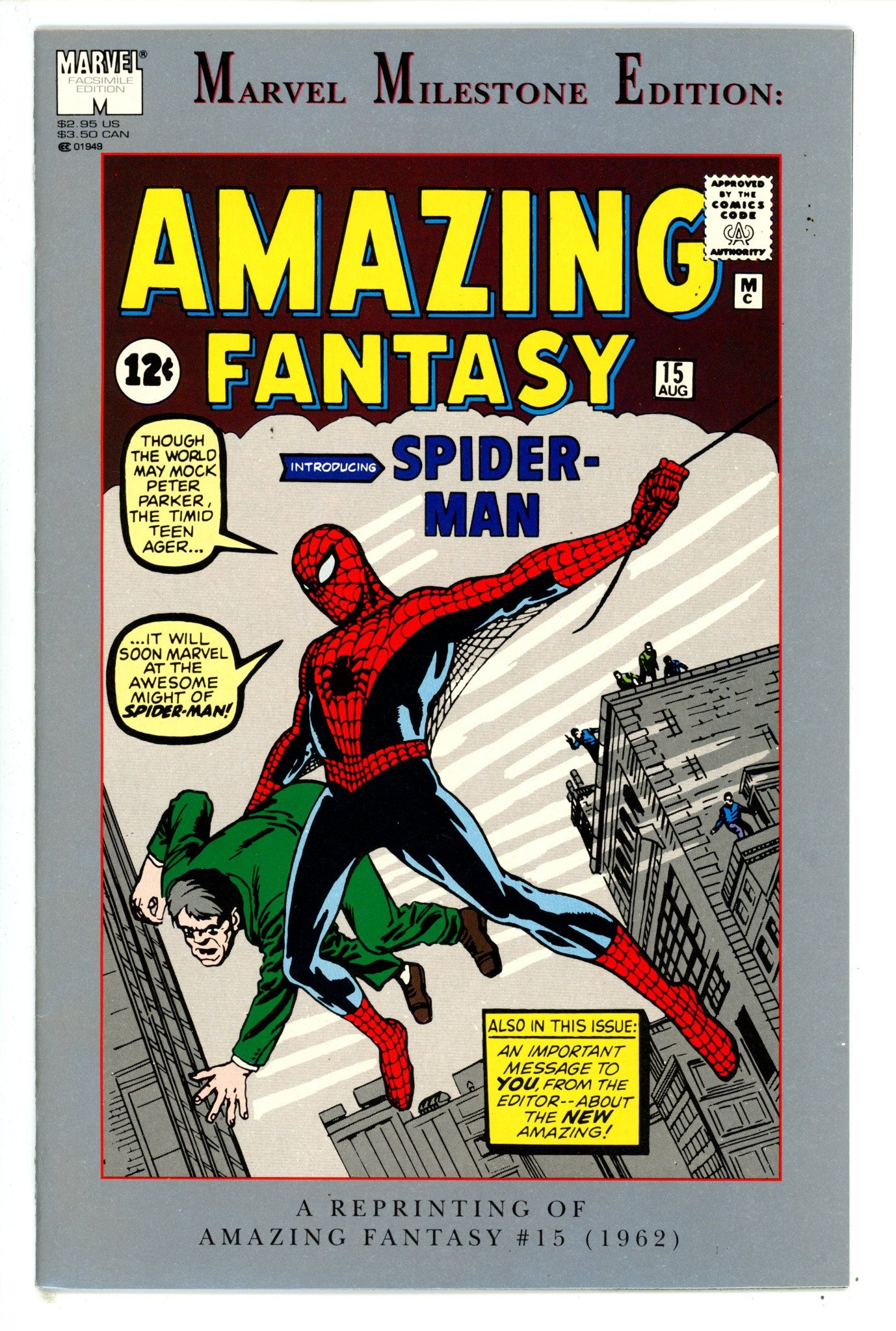 Marvel Milestone Edition: Amazing Fantasy #15 [nn] Newsstand NM- (9.2) (1992)