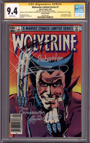 Wolverine Vol 1 1 CGC 9.4 (NM) (1982) Newsstand Signed x6 Cover Claremont, Miller, Thomas, Rubinstein, Oliver & Orzechowski