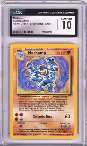 Pokemon Base Set Machamp Trainer Deck A -Brock'S Deck CGC Gem Mint 10 (1999)