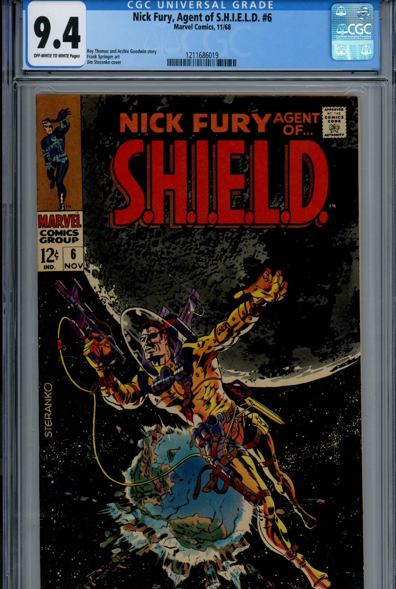 Nick Fury, Agent of SHIELD Vol 1 6 CGC 9.4 (NM) (1968) 