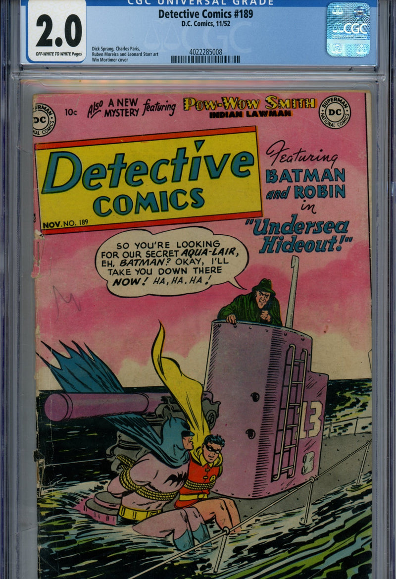 Detective Comics Vol 1 189 CGC 2.0 (GD) (1952) 