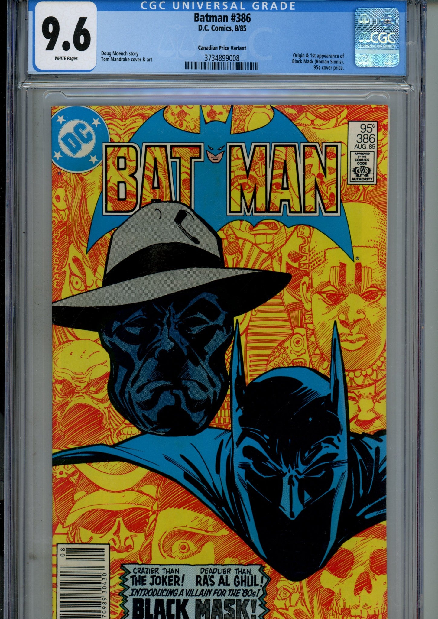Batman Vol 1 386 CGC 9.6 (NM+) (1985) Canadian Price Variant 
