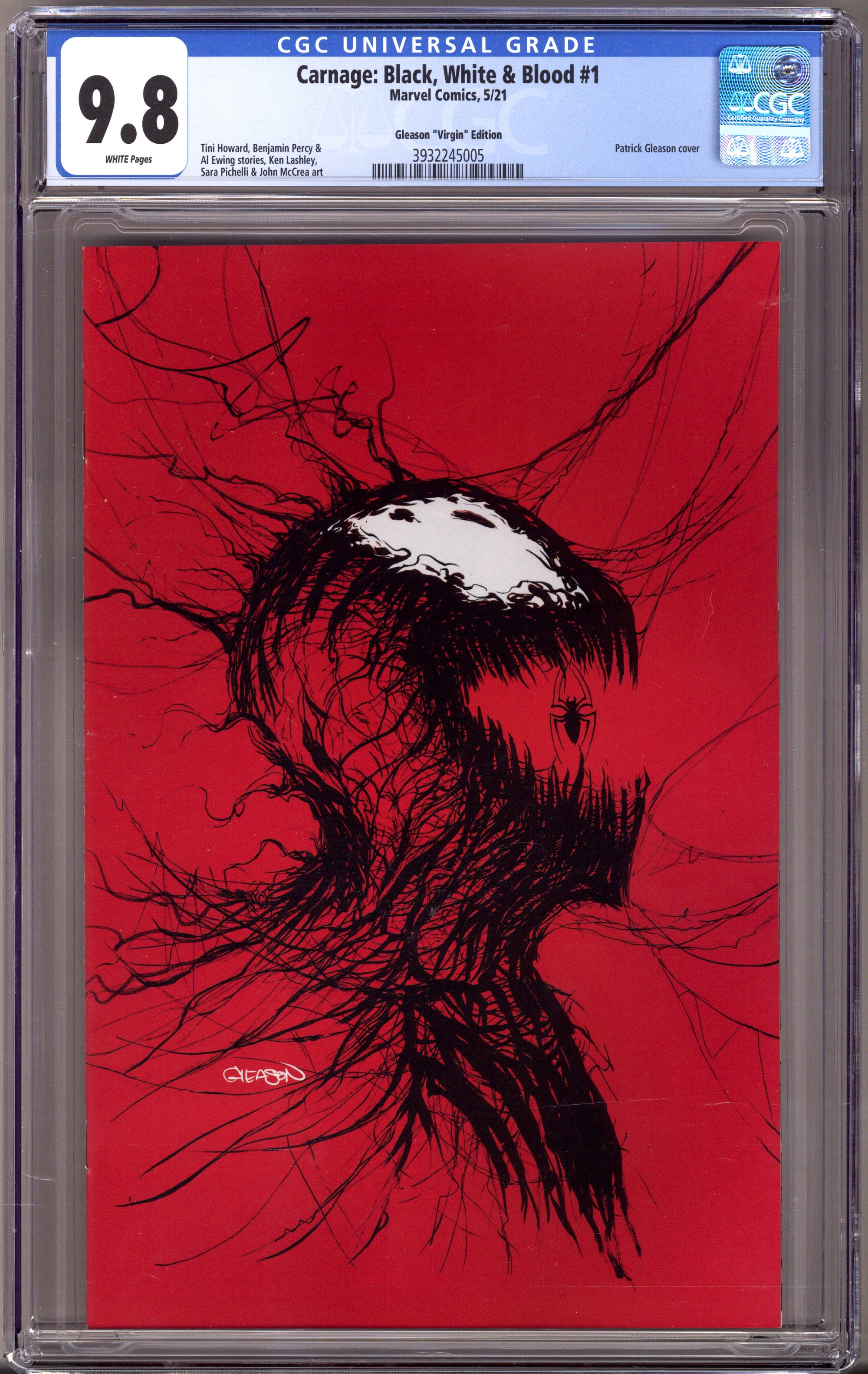 Carnage: Black, White & Blood   1 CGC 9.8 (NM/M)   (2021) Gleason Virgin   Exclusive Variant  