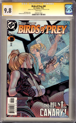 Birds of Prey Vol 1 60 CGC 9.8 (NM/M) (2003) Signed x2 Cover Gail Simone & Ed Benes
