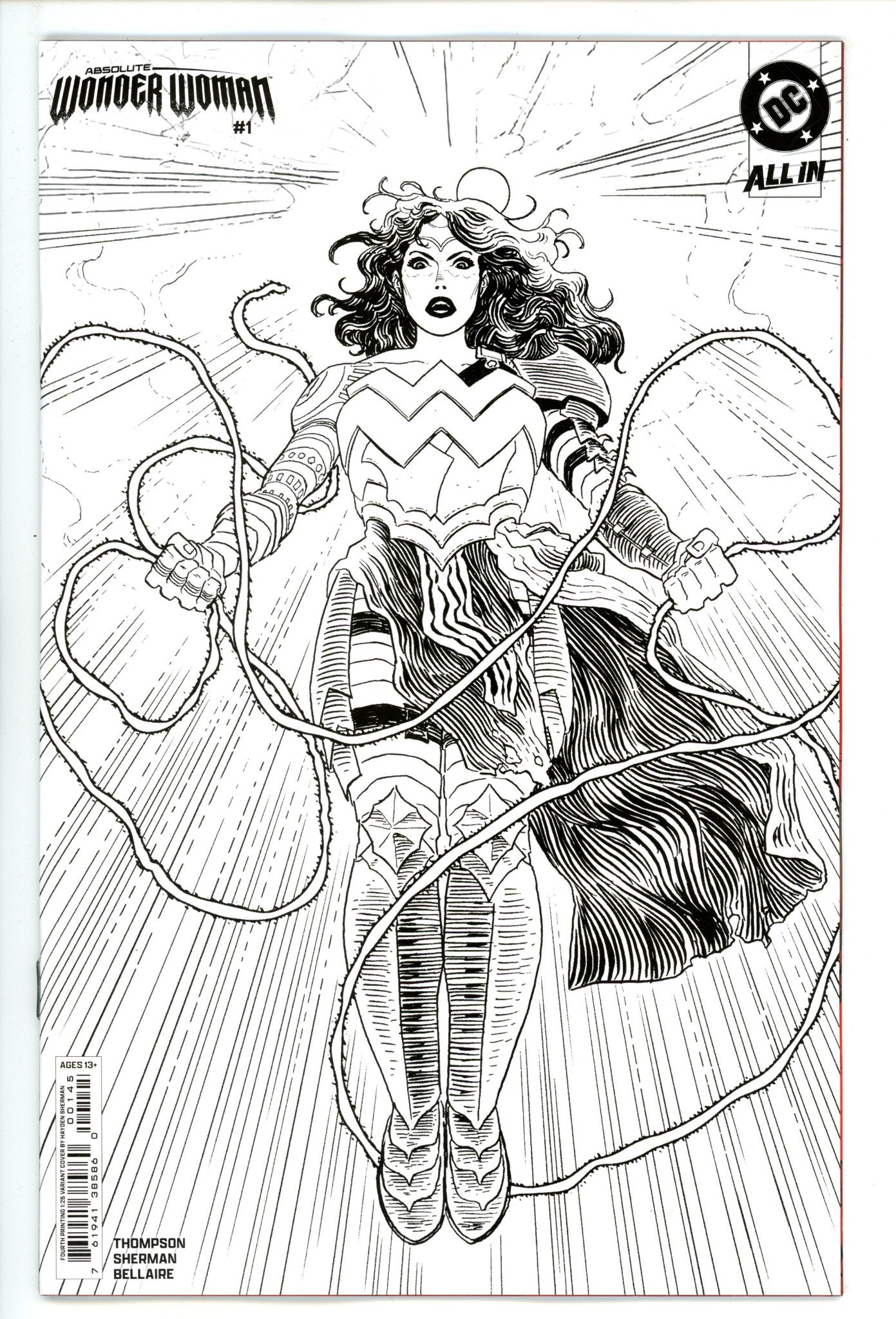 Absolute Wonder Woman 1 Sherman B&W 4th Print Incentive Variant NM (2025)