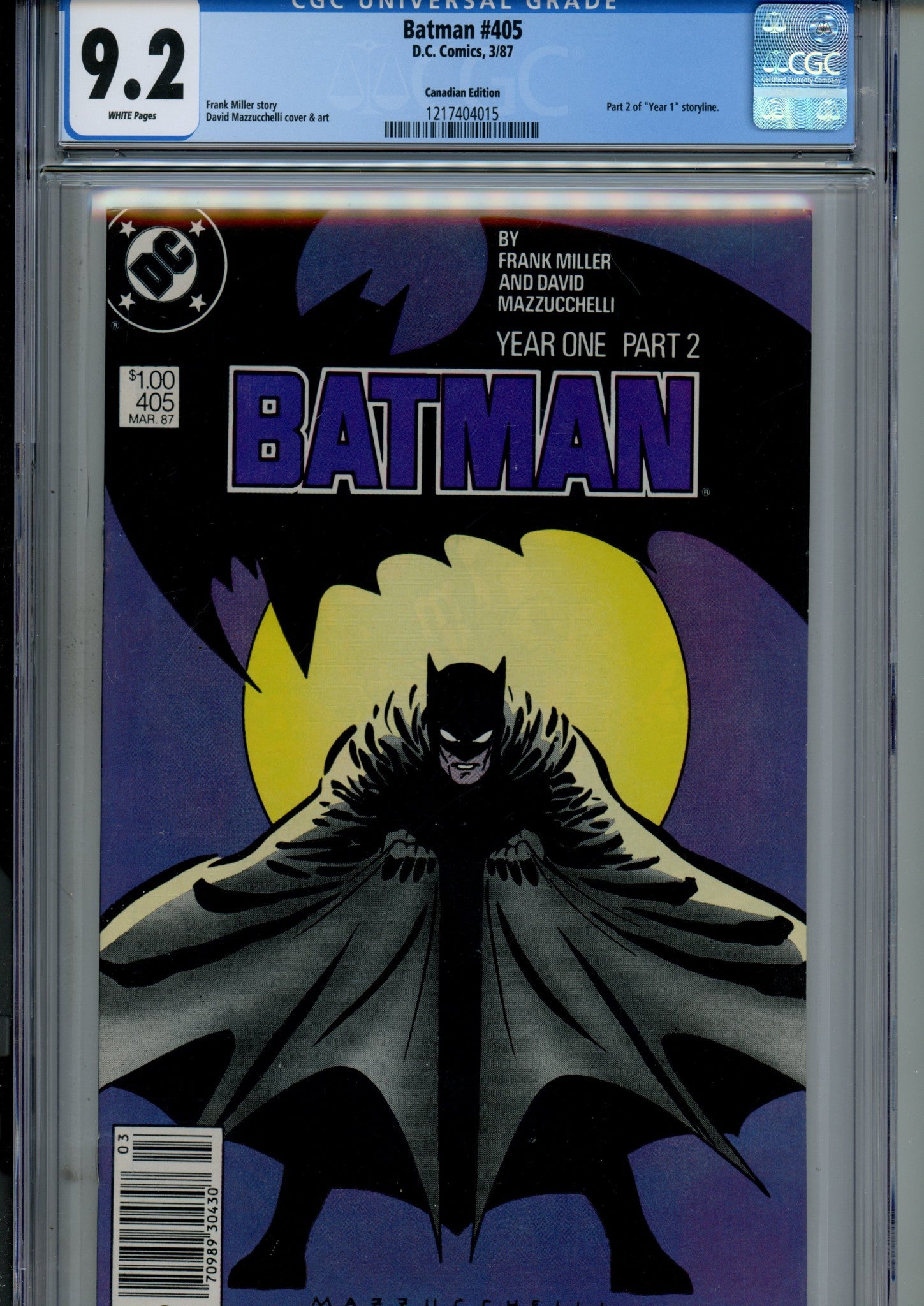 Batman Vol 1 405 CGC 9.2 (NM-) (1987) Canadian Price Variant 