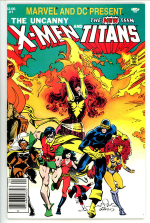 Marvel and DC Present Featuring The Uncanny X-Men and The New Teen Titans 1 VF+ (8.5) (1982) Newsstand 