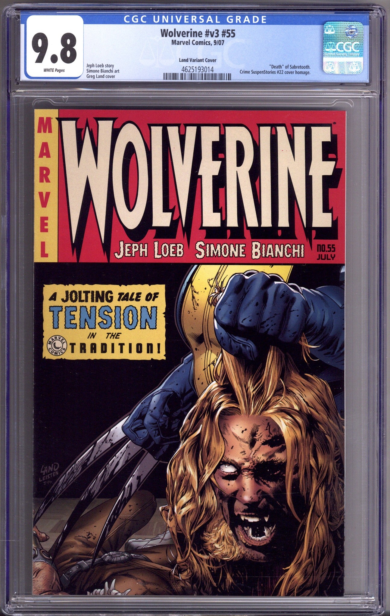 Wolverine Vol 3 55 CGC 9.8 (NM/M)   (2007) Land Homage   Incentive Variant  