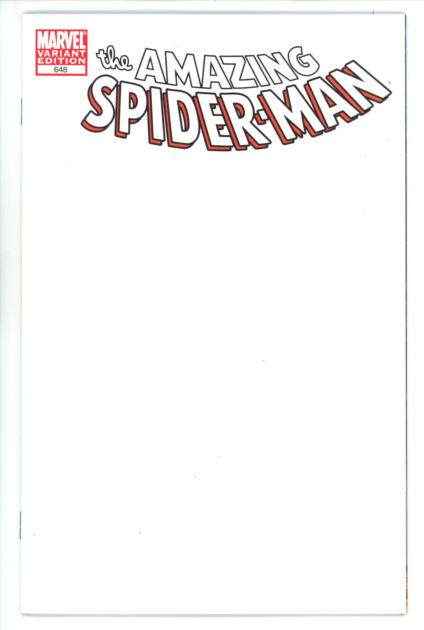 The Amazing Spider-Man Vol 2 648 NM- (9.2) (2011) Blank Variant 
