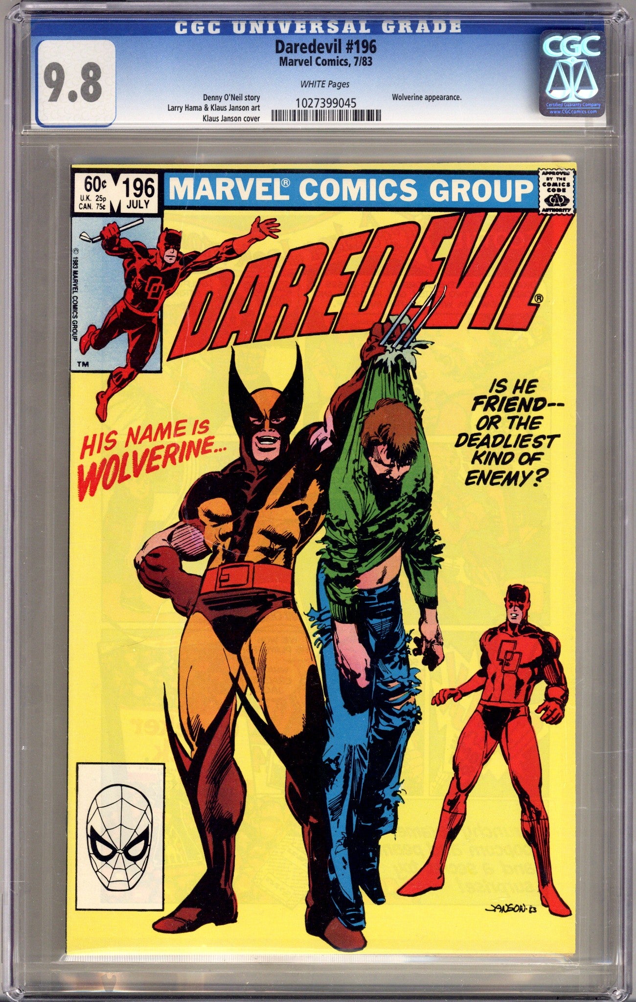 Daredevil Vol 1 196 CGC 9.8 (NM/M) (1983) 