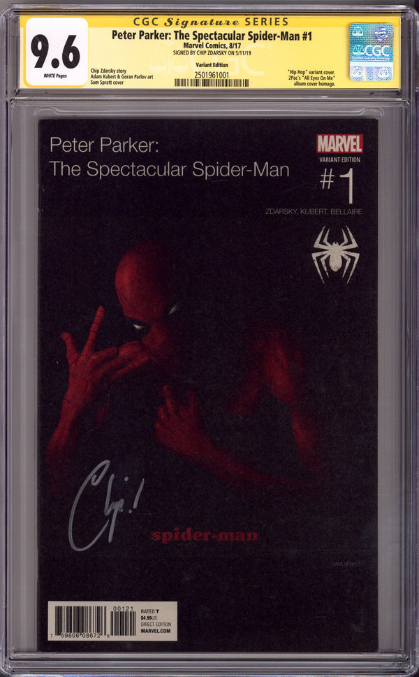 Peter Parker: The Spectacular Spider-Man 1 CGC 9.6 (NM+) (2017) Spratt Hip-Hop Variant Signed x1 Cover Chip Zdarsky