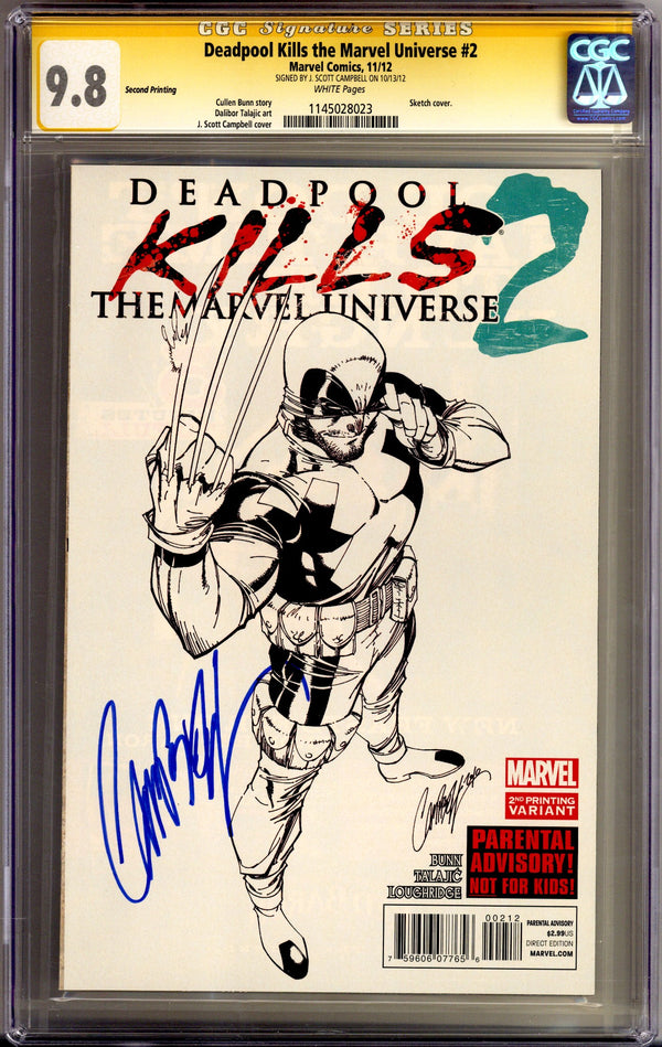 Deadpool Kills the Marvel Universe   2 CGC 9.8 (NM/M)   (2012)     2nd Print  Signed x1 Cover J. Scott Campbell