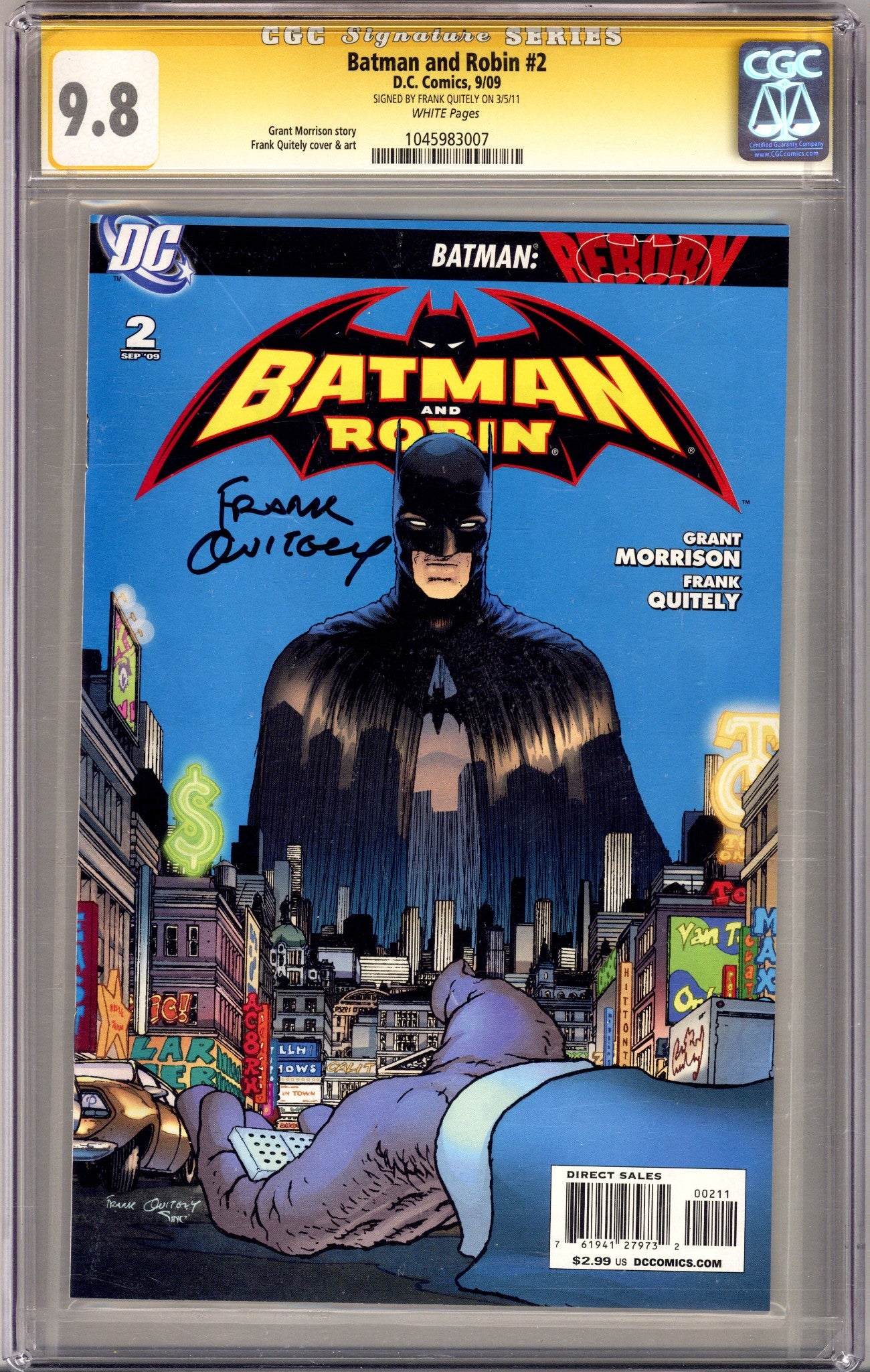 Batman and Robin Vol 1 2 CGC 9.8 (NM/M) (2009) Signed x1 Cover Frank Quitely 