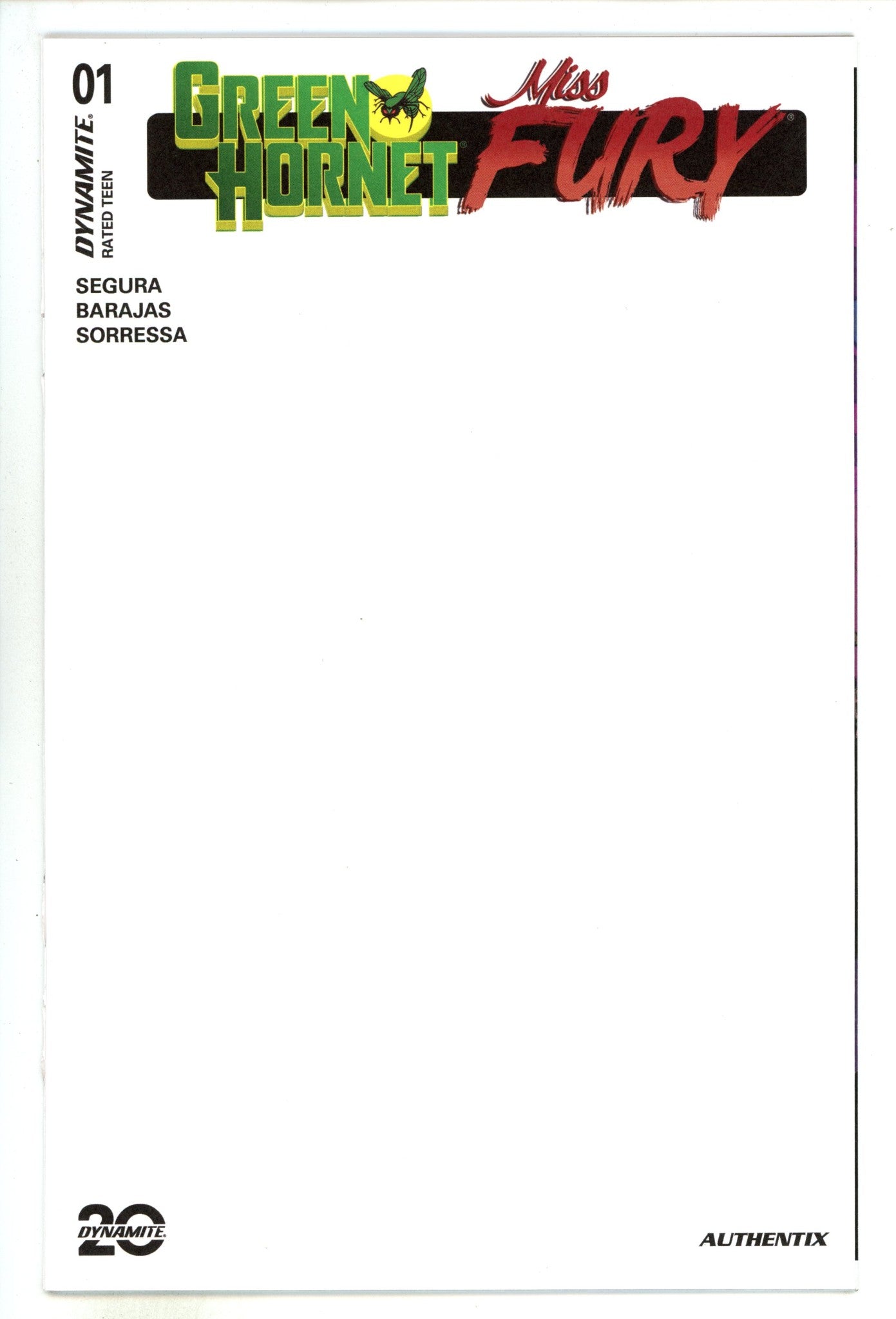 Green Hornet Miss Fury 1 Blank Variant (2025)