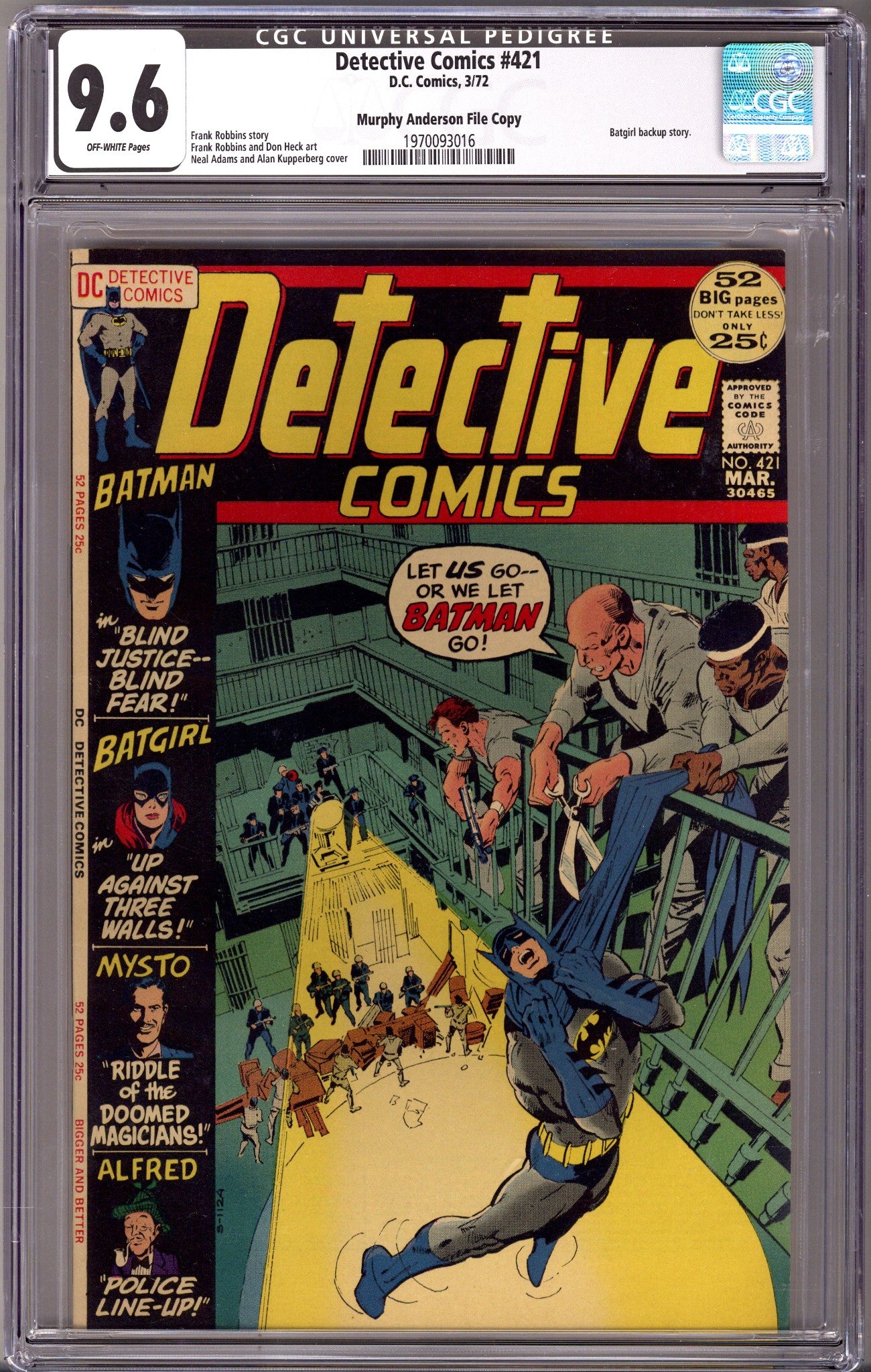 Detective Comics Vol 1 421 CGC 9.6 (NM+) Murphy Anderson File Copy (1972) 