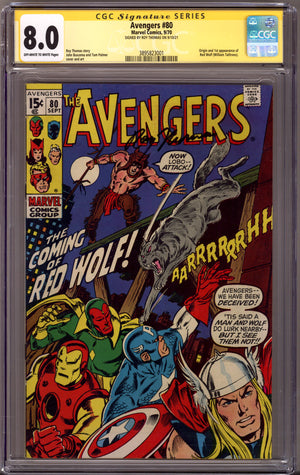 The Avengers Vol 1 80 CGC 8.0 (VF) (1970) Signed x1 Cover Roy Thomas