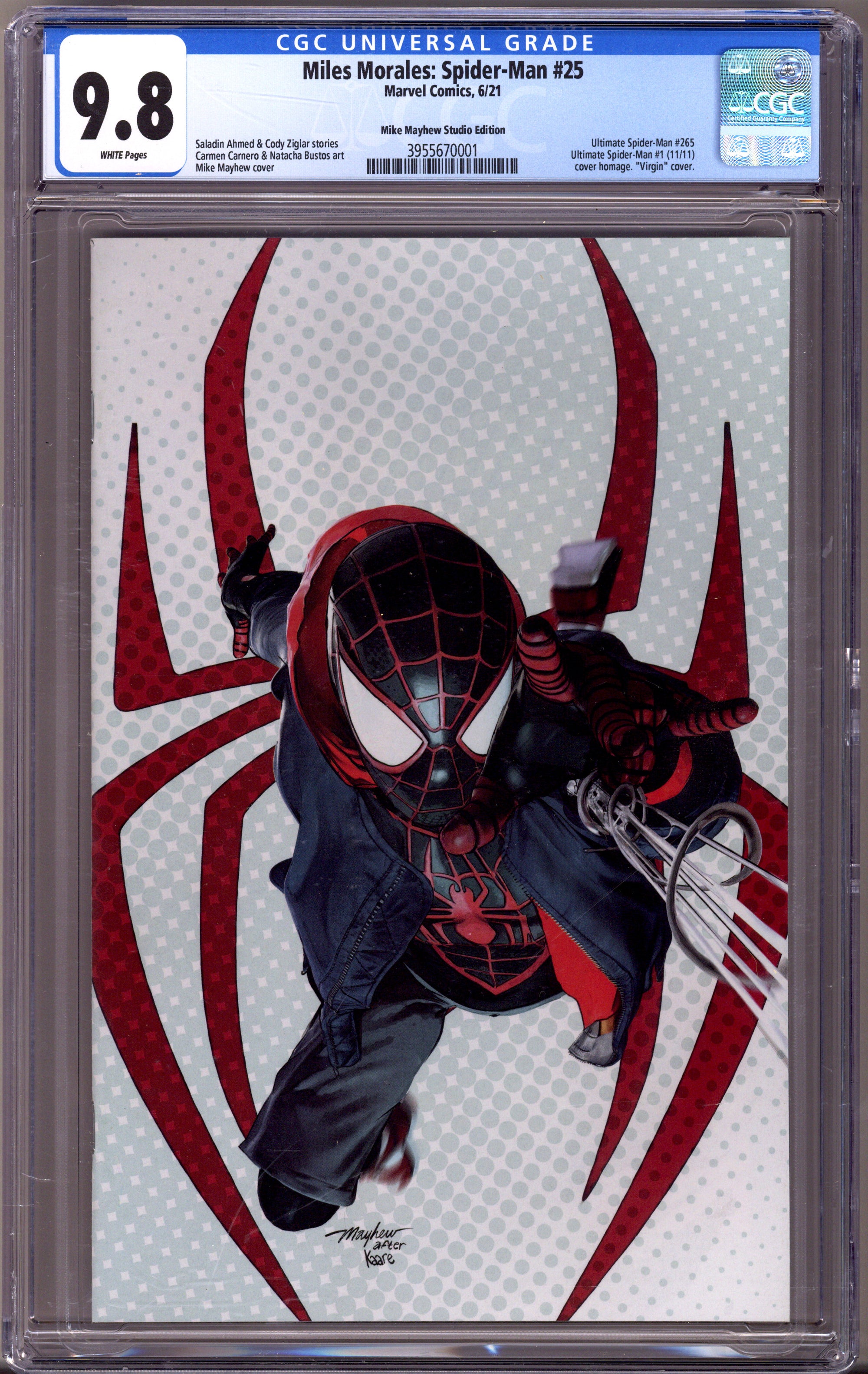 Miles Morales: Spider-Man Vol 1 25 (265) CGC 9.8 (NM/M)   (2021) Mayhew Virgin   Exclusive Variant  