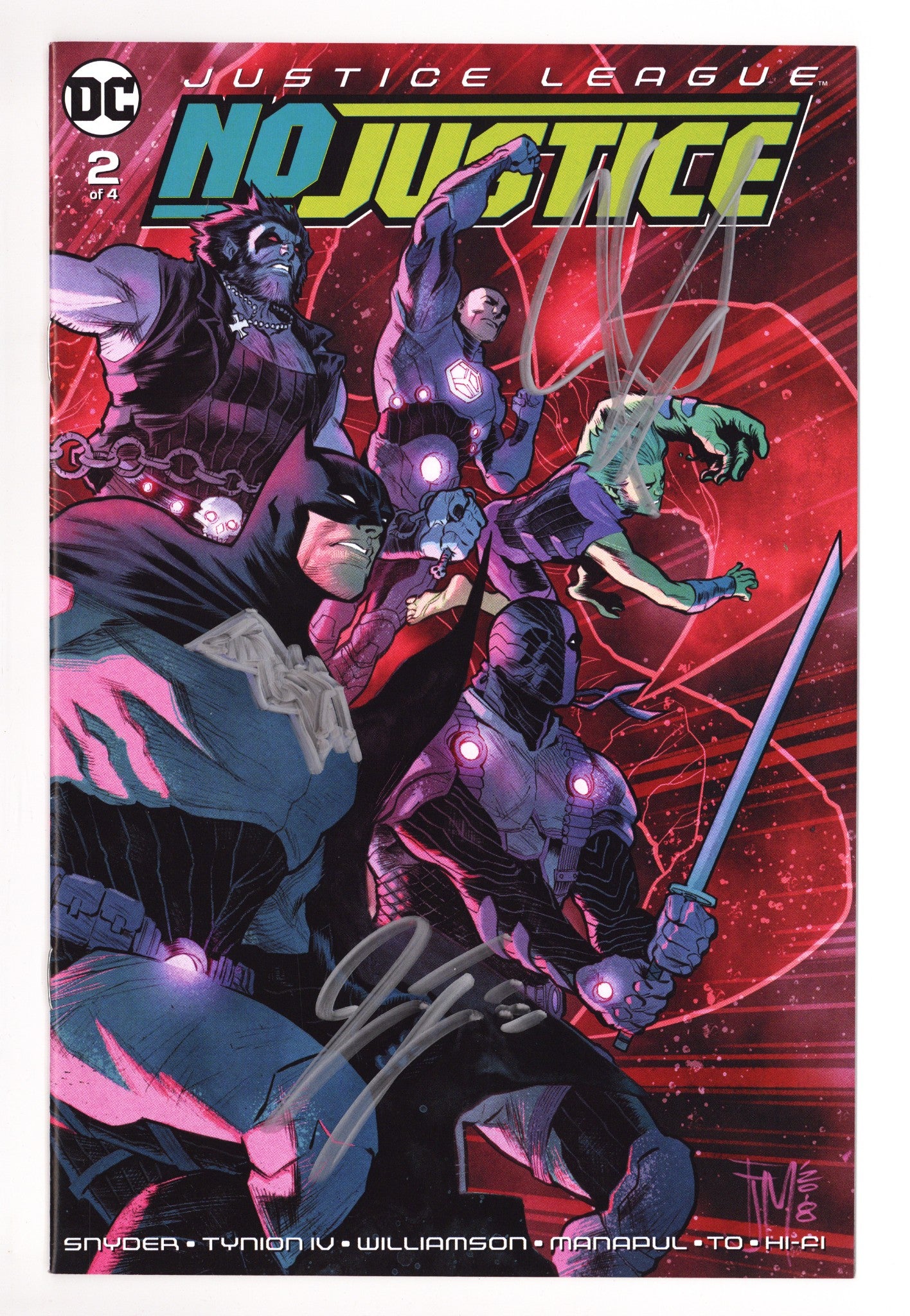 Justice League: No Justice 2 VF/NM (9.0) (2018) Signed x2 Cover Francis Manapul & James Tynion 