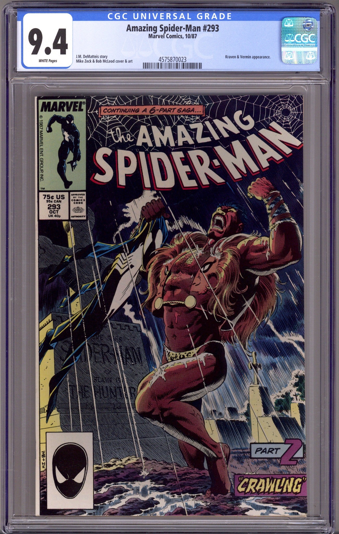 The Amazing Spider-Man Vol 1 293 CGC 9.4 (NM) (1987) 