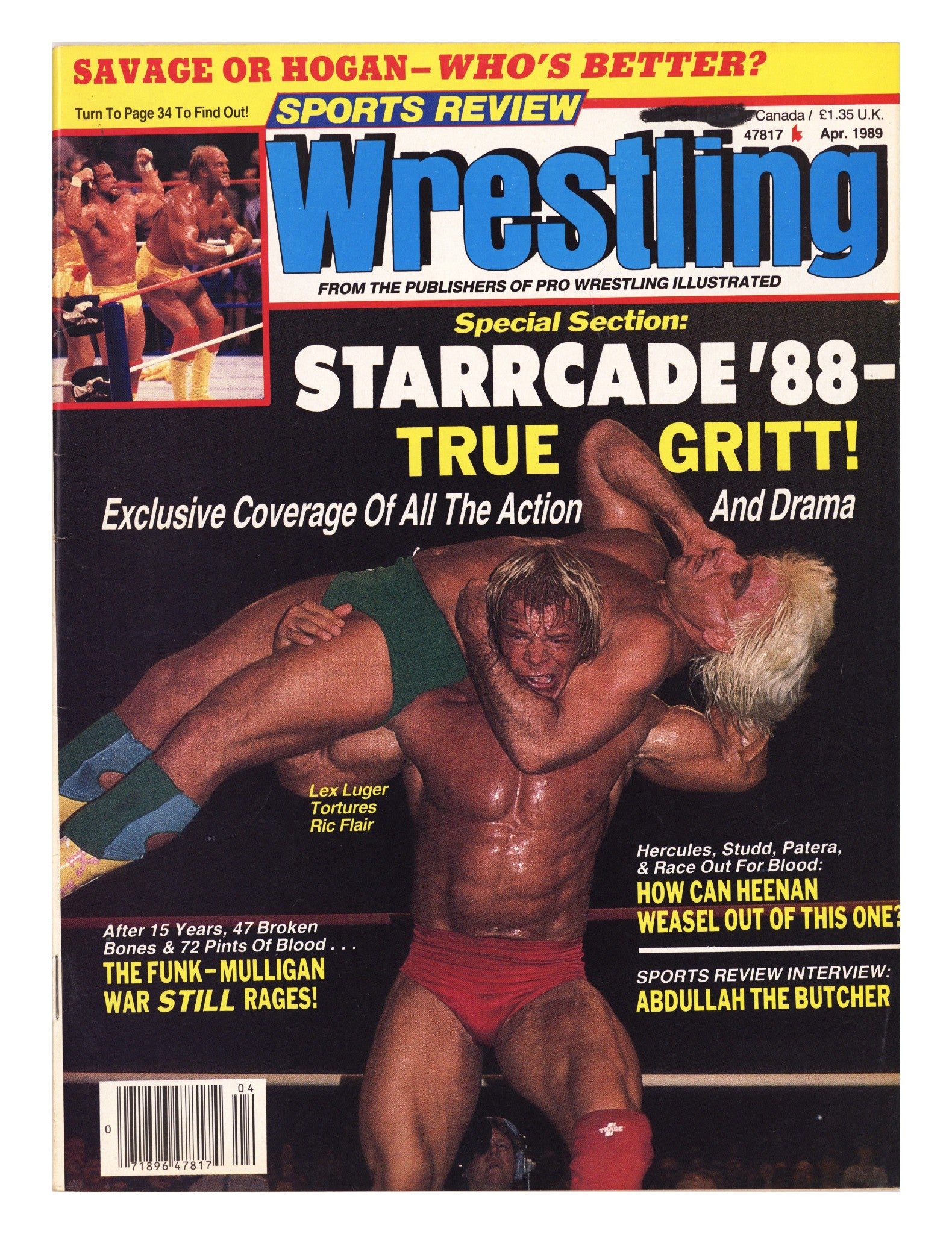 Sports Review Wrestling April Low Grade (1989) 
