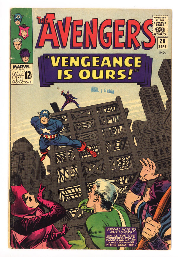 The Avengers Vol 1 20 FN- (5.5) (1965)