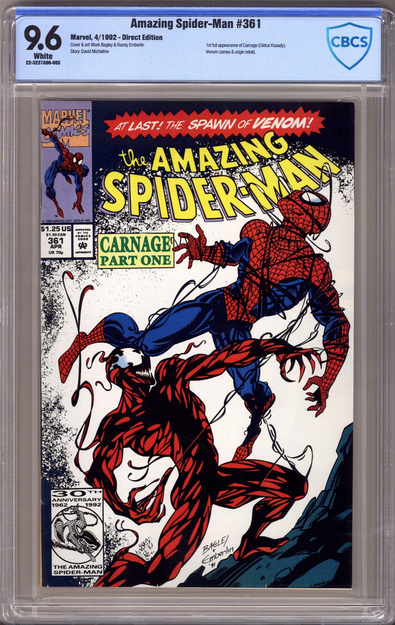 The Amazing Spider-Man Vol 1 361 CBCS 9.6 (NM+) (1992) 