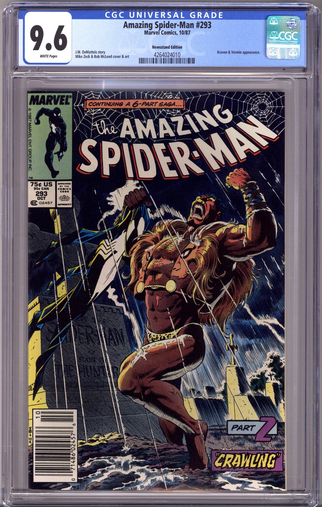 The Amazing Spider-Man Vol 1 293 CGC 9.6 (NM+) (1987) Newsstand 