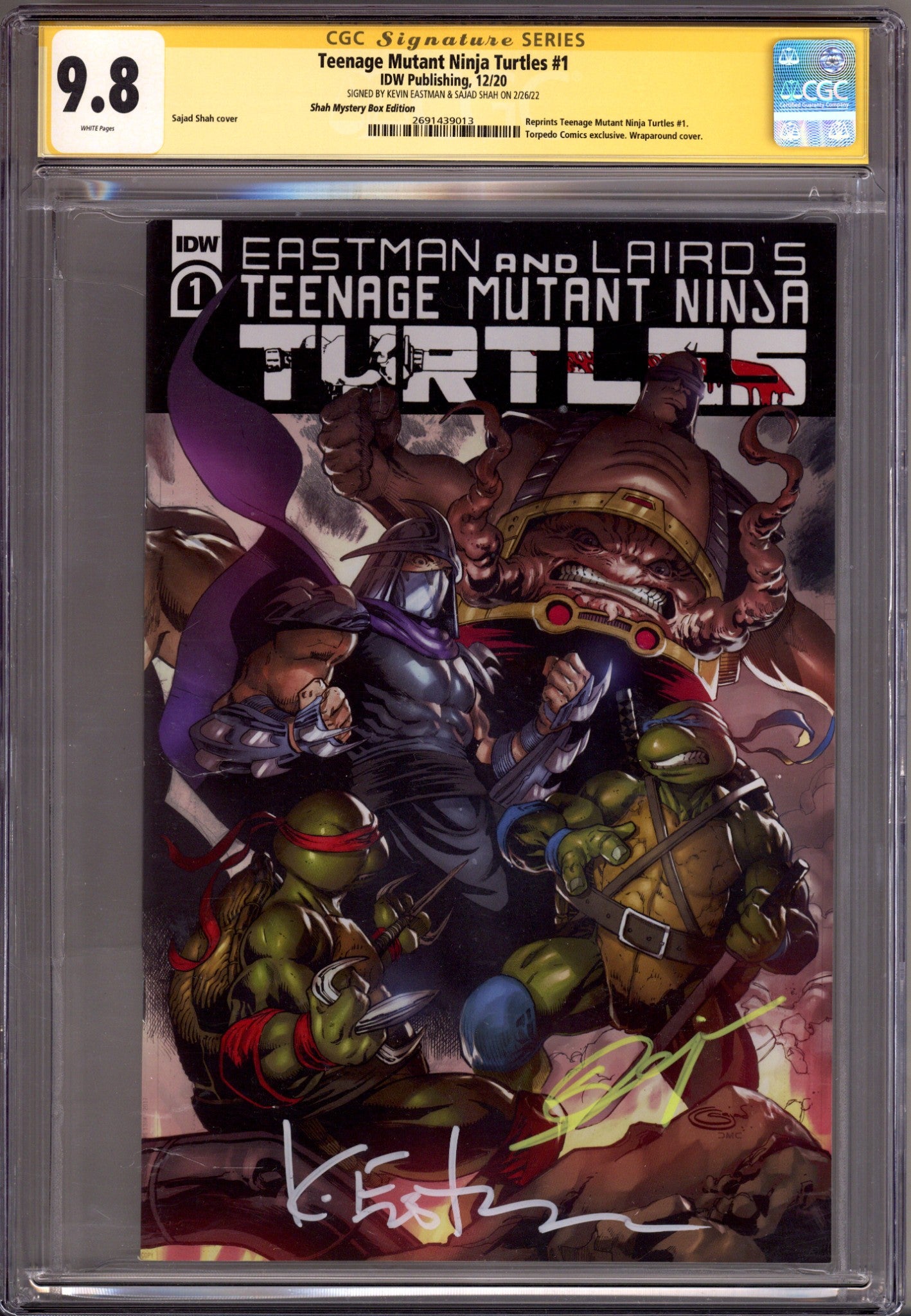 Teenage Mutant Ninja Turtles Vol 1 1 CGC 9.8 (NM/M) Reprint  (2020) Shah     Exclusive Variant  Signed x2 Cover Kevin Eastman & Sajad Shah 