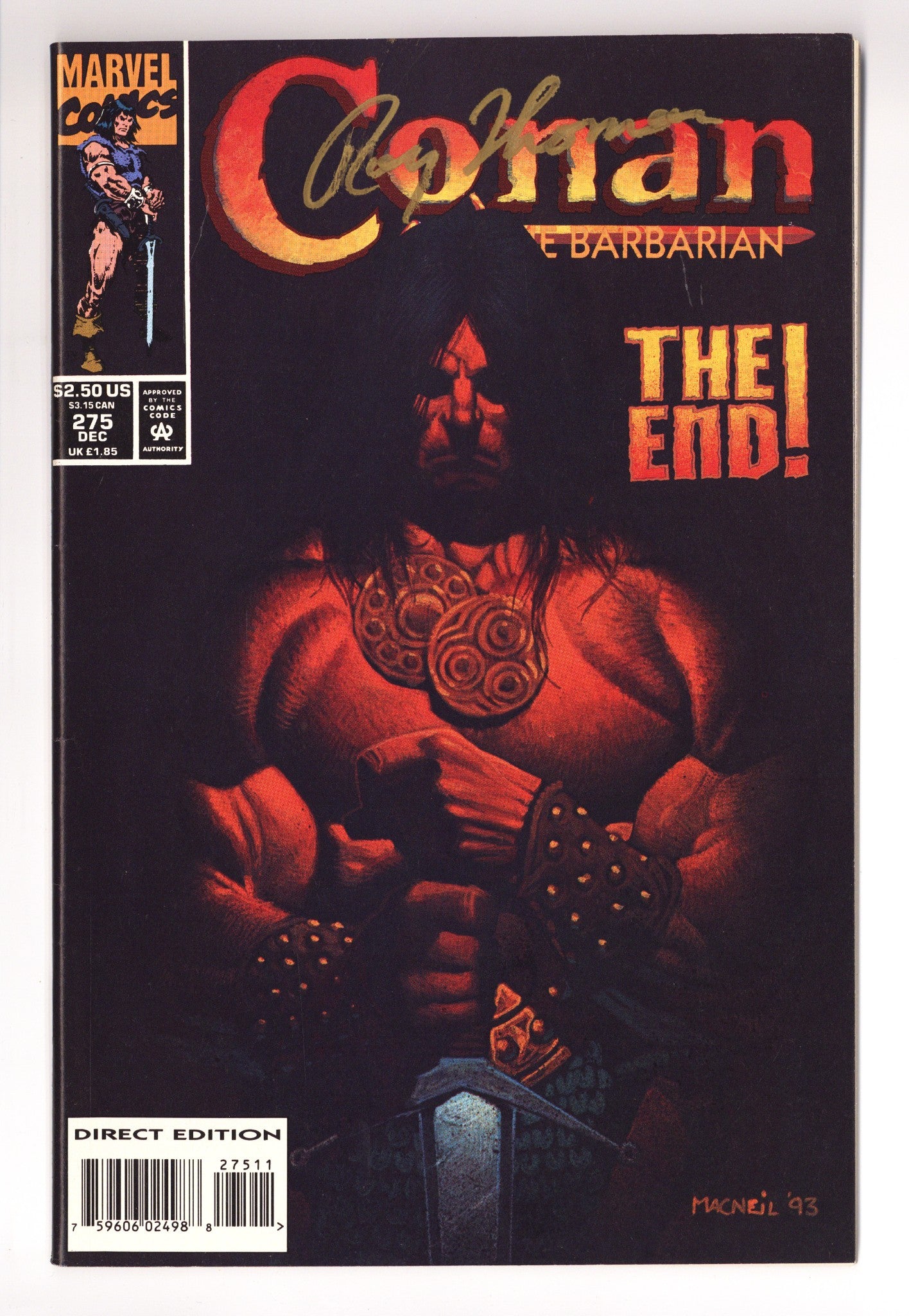 Conan the Barbarian Vol 1 275 VF (8.0) (1993) Signed x1 Cover Roy Thomas 