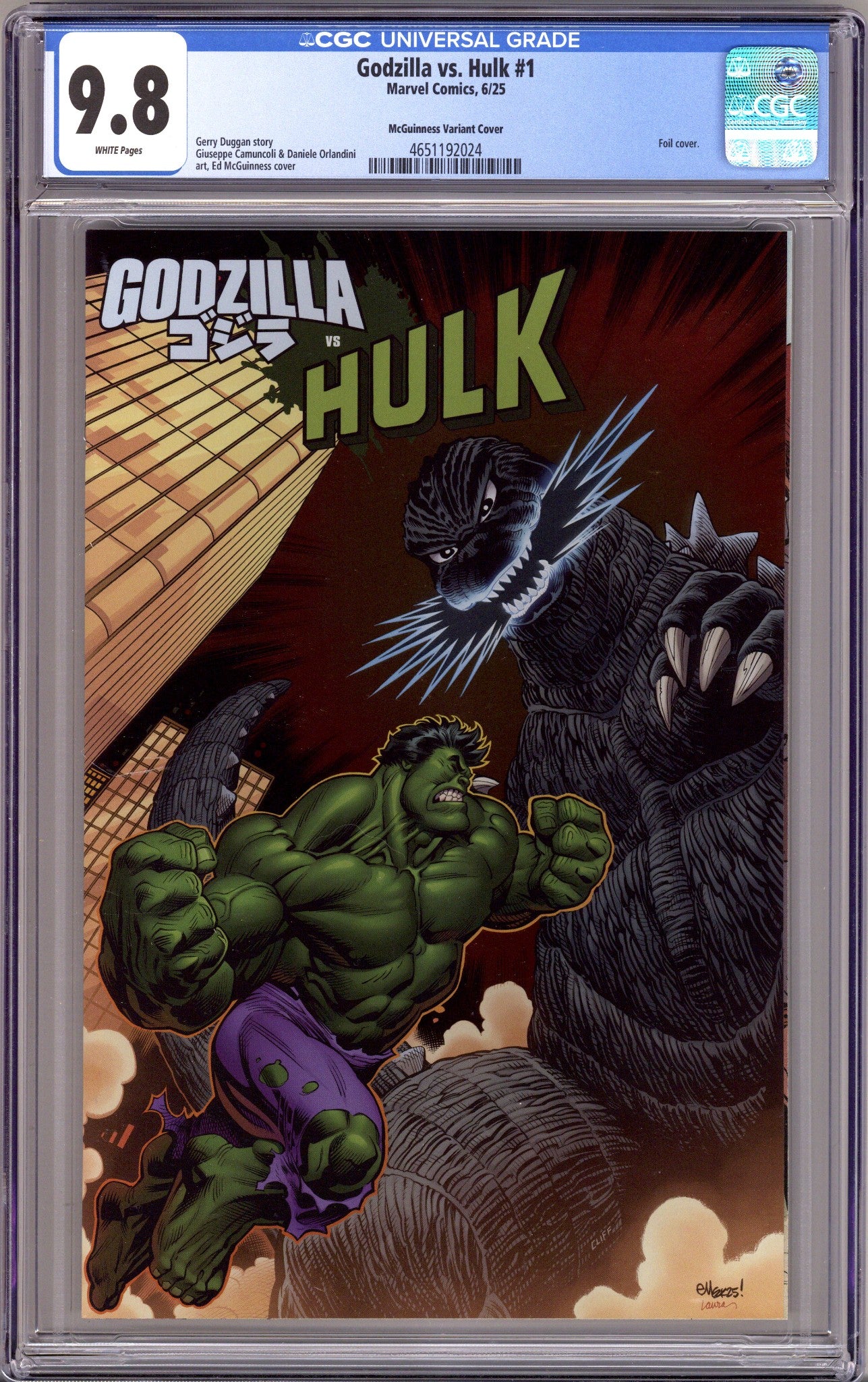 Godzilla vs. Hulk 1 CGC 9.8 (NM/M) (2025) McGuinness Foil Variant 