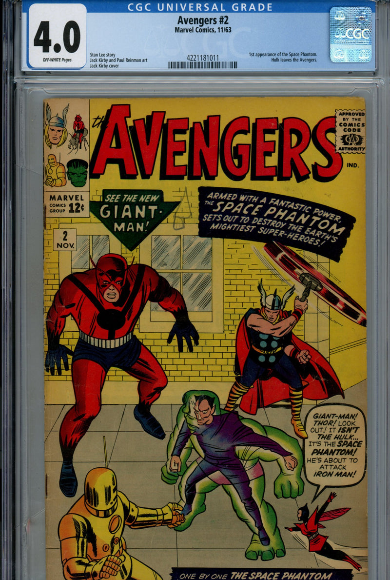 The Avengers Vol 1 2 CGC 4.0 (VG) (1963) 